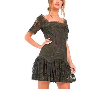 ASOS Dark Green Ruffled Tiered Mini Dress